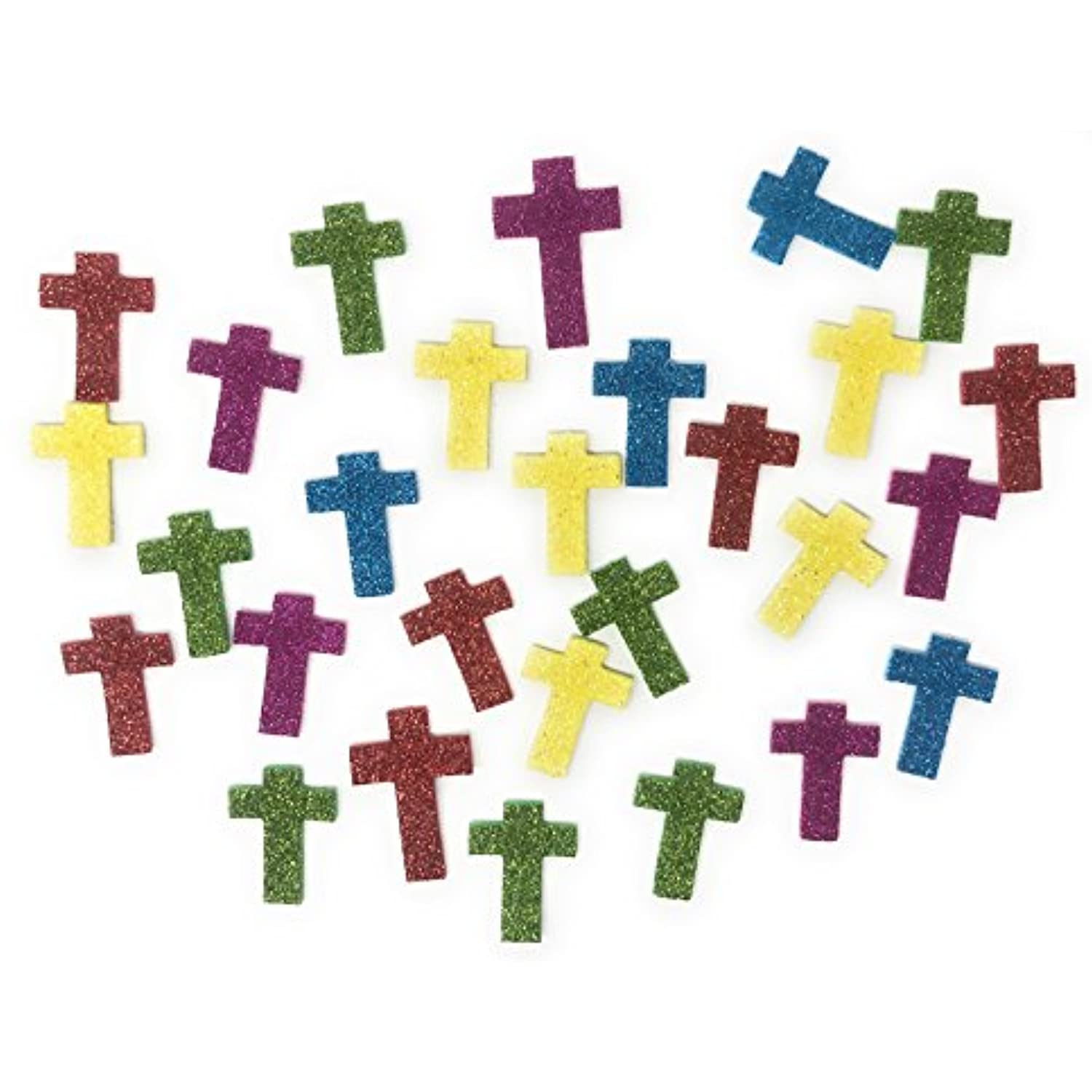 500 Piece Mega Bulk Glitter Cross Foam Craft Kit Stickers